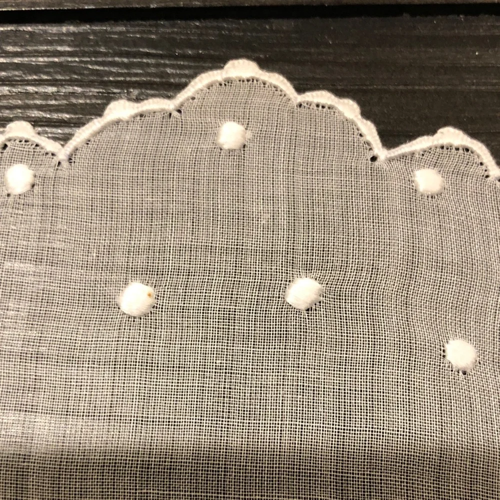 White Sheer Embroidered Linen Doily Set - Elegant Table Accents (12)